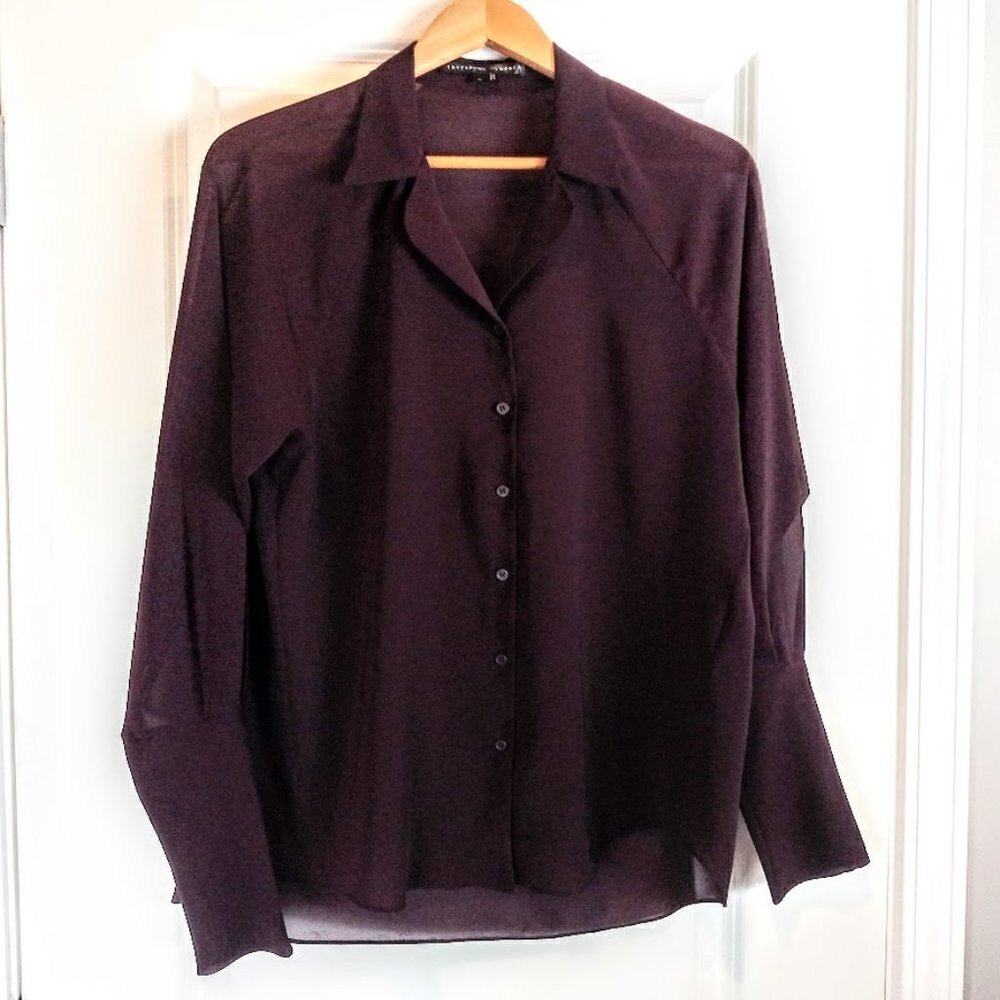 Theyskens' Theory Purple Sheer Silk Blouse